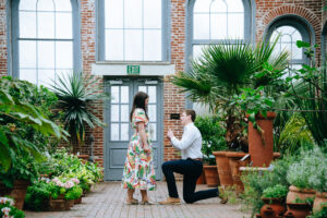 Man proposing to girlfriend at the mobot garden